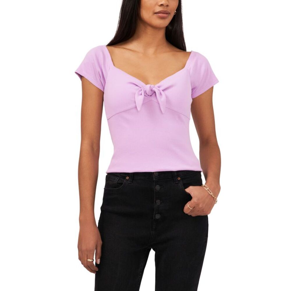 1.State Womens Cap Sleeve Knot Front Top